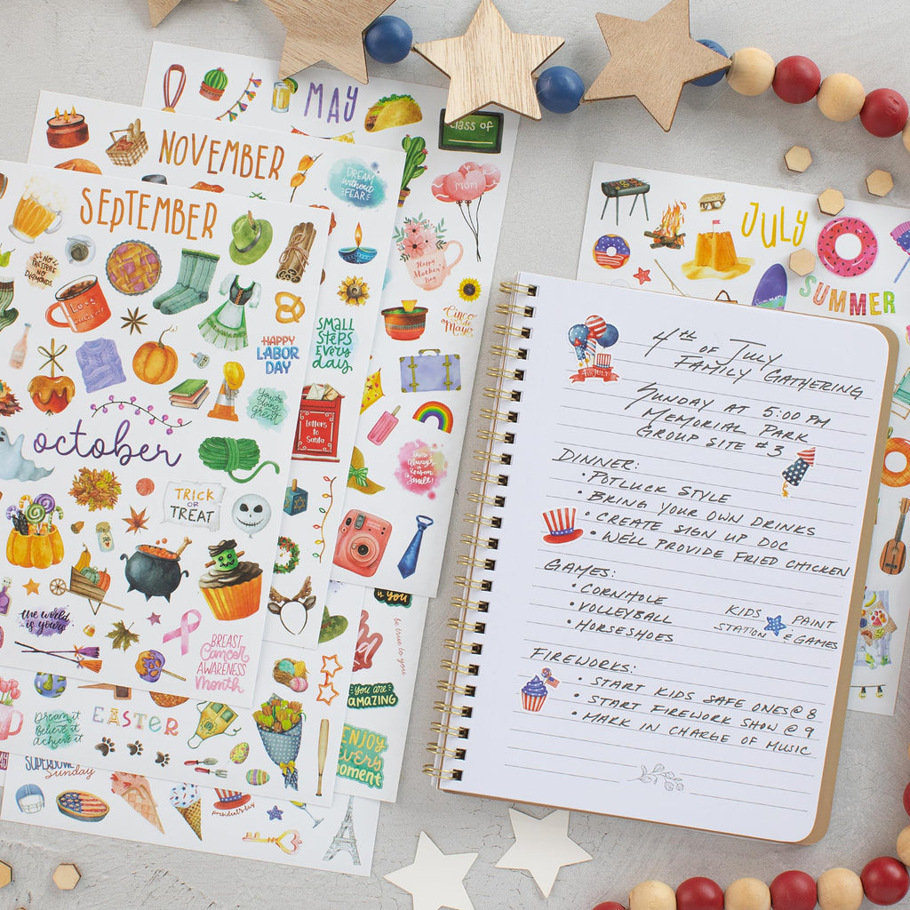 Aesthetic Monthly Planner Stickers - Holiday Sticker Set for Your Calendar