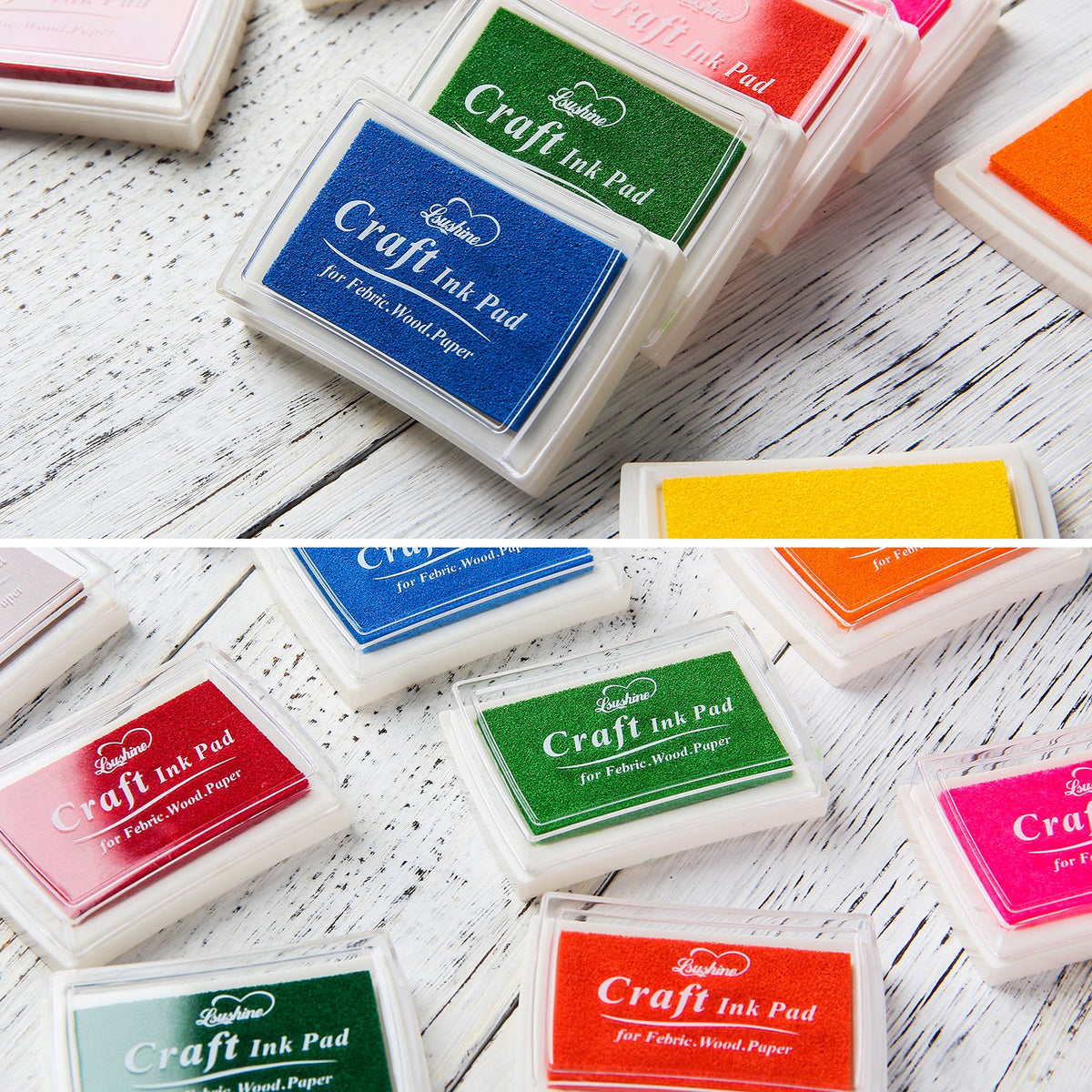 Lsushine 15 Colors Craft Ink Pads, Washable Stamp Pads for DIY Stamping