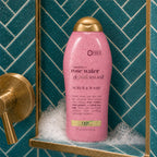 OGX Sensitive + Rose Water & Pink Sea Salt Body Scrub, 19.5 fl oz | Gentle Exfoliating Daily Body Wash, Rose Quartz, Softens Skin, Sulfate-Free Surfactants