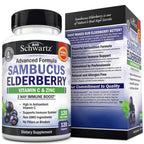 Elderberry Capsules with Zinc and Vitamin C for Adults, 120 Count | Immune Support Supplement for Women and Men, Black Sambucus Elderberry with Vitamin C and Zinc, Immune Defense Multiminerals