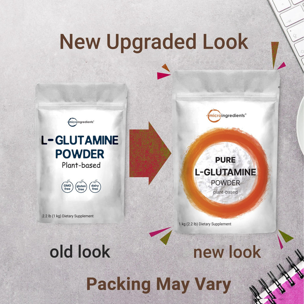 Pure L-Glutamine Powder, 2.2lbs (1kg) | Free Form Amino Acid | Unflavored Glutamine Supplement | Non-GMO, Vegan Friendly