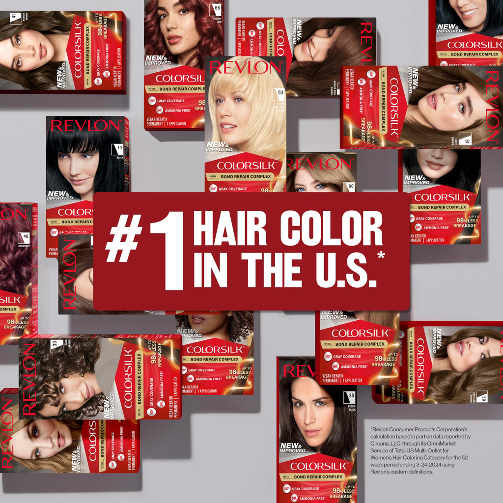 Buy now Revlon ColorSilk with Bond Repair Complex, Permanent Hair Color, 100% Gray Coverage, Ammonia Free Dye, Vegan Keratin, 45 Bright Auburn, 3 pack at indiglob india