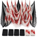 6Pcs Halloween Creepy Cloth 30×72inch, Scary Halloween Fabric Gauze, 2Pcs Blood 4Pcs Black Creepy Cloth for Yard, Doorway, Haunted House Party