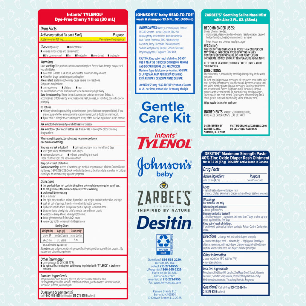 Johnson's Baby Gentle Care Kit with Desitin Maximum Strength, 4 Items