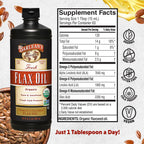 Barlean's Organic Flaxseed Oil, 7640mg ALA Omega-3, Cold-Pressed, 32oz | Fresh cold-pressed flax seeds, ALA omega 3-6-9, Vegan, Non-GMO, Gluten-free, Unrefined, 32 oz value size, Heart & skin