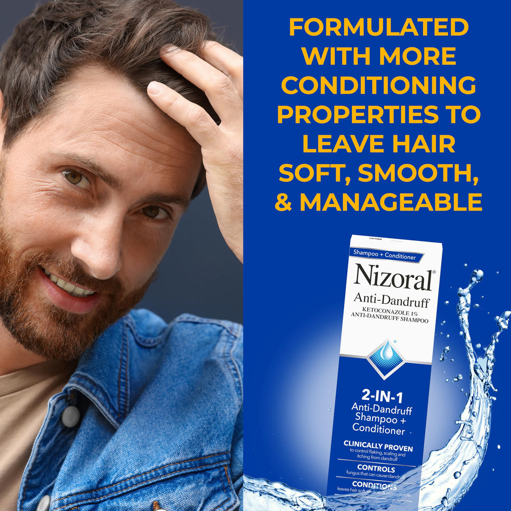 Nizoral 2-in-1 Anti Dandruff Shampoo and Conditioner, 14 Fl Oz, 2 Pack | 1% Ketoconazole, Antifungal, Dandruff Treatment, For All Hair Types
