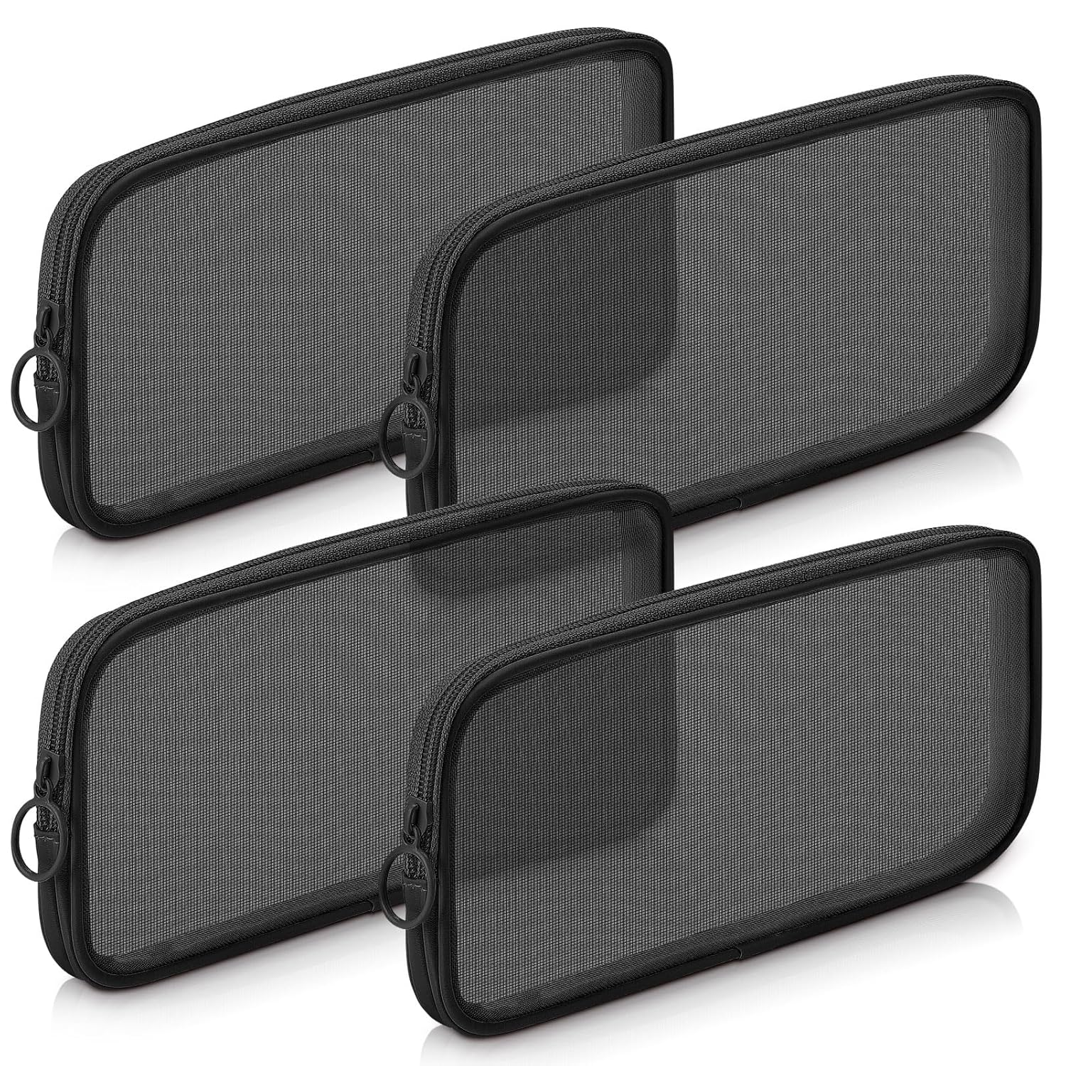 Buy now Weewooday 4 Pcs Mesh Makeup Bag Mesh Cosmetic Bag Travel Toiletry Pouch with Zipper Mini Makeup Cosmetic Purse for Daily Accessory(Small,Black) Mini Black at indiglob india