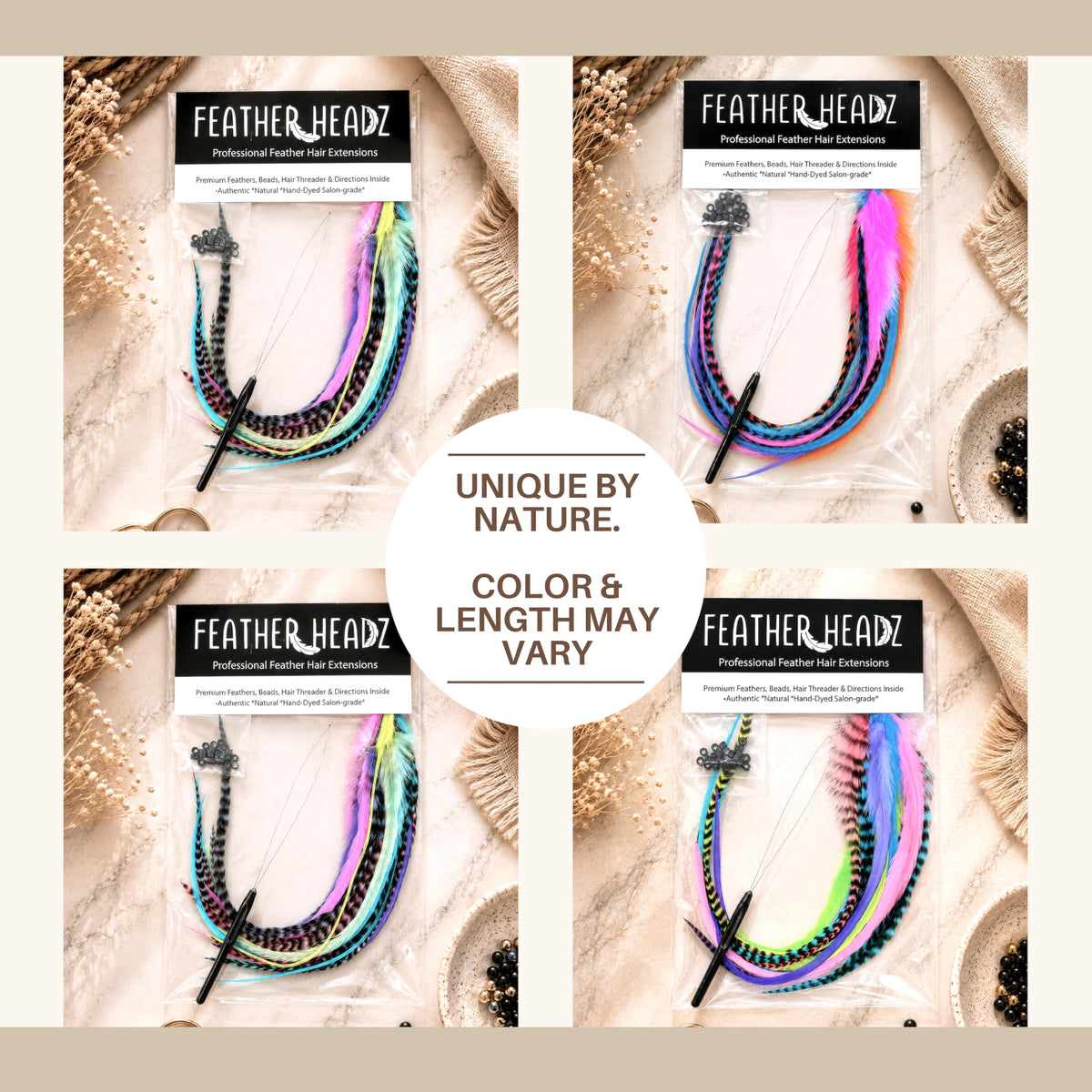 Premium imported 21 natural color hair extensions, 9”-14” lengths, perfect for vibrant hairstyles. Color & length may vary.