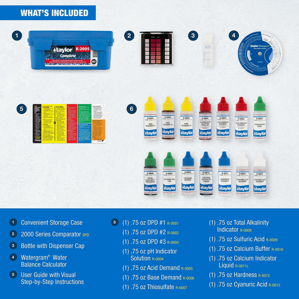 Taylor Technologies K-2005 DPD, 9-in-1 Complete Pool Test Kit