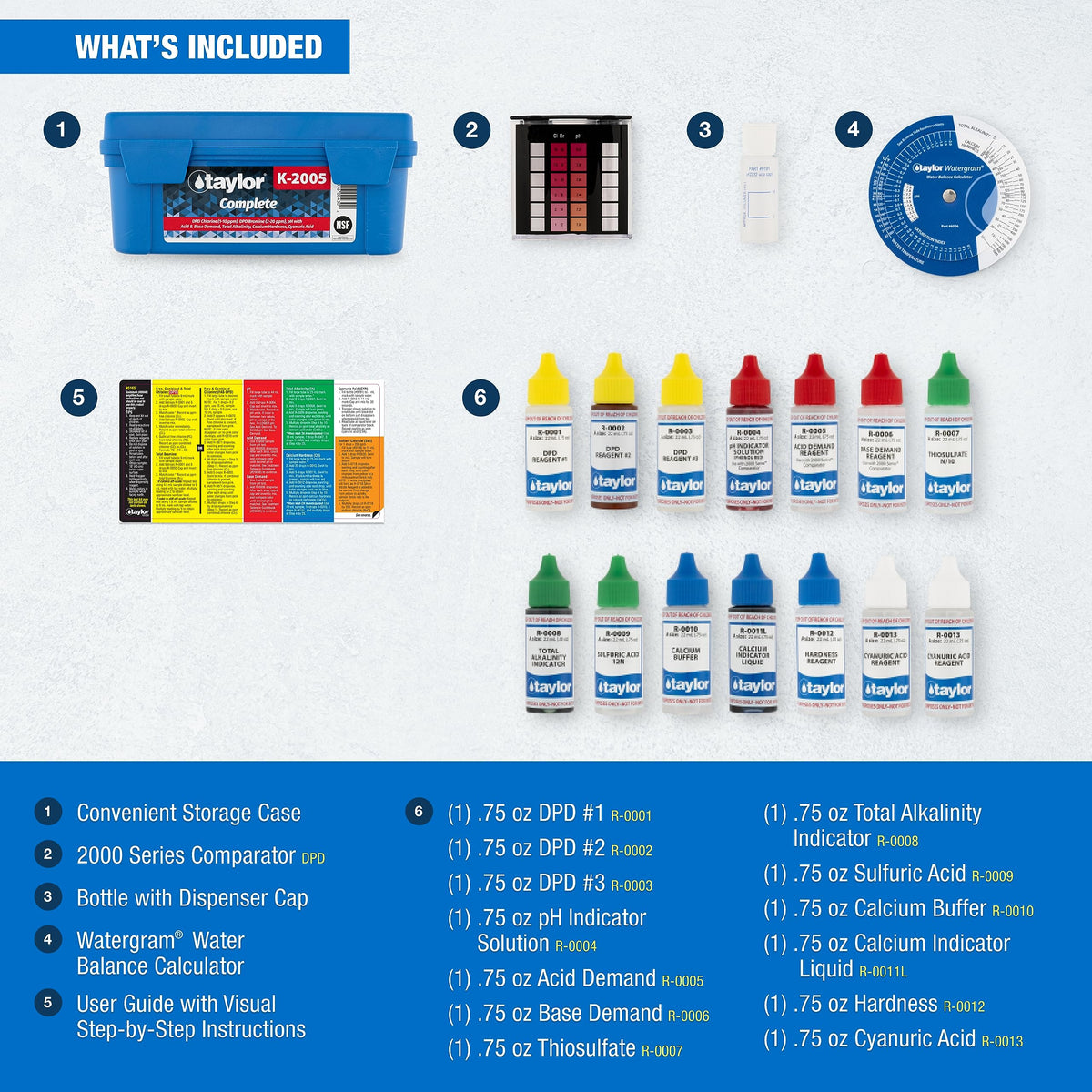 Taylor Technologies K-2005 DPD, 9-in-1 Complete Pool Test Kit