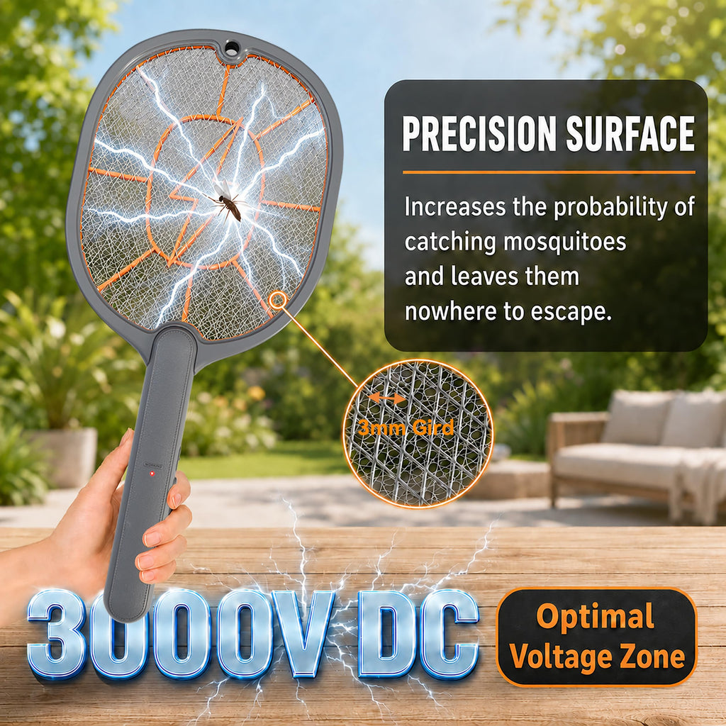 2-Pack Electric Fly Swatter – Battery Powered Mosquito & Bug Zapper Racket with Safe Mesh & Wall-Mount Design for Indoor and Outdoor Use (Black & Gray)