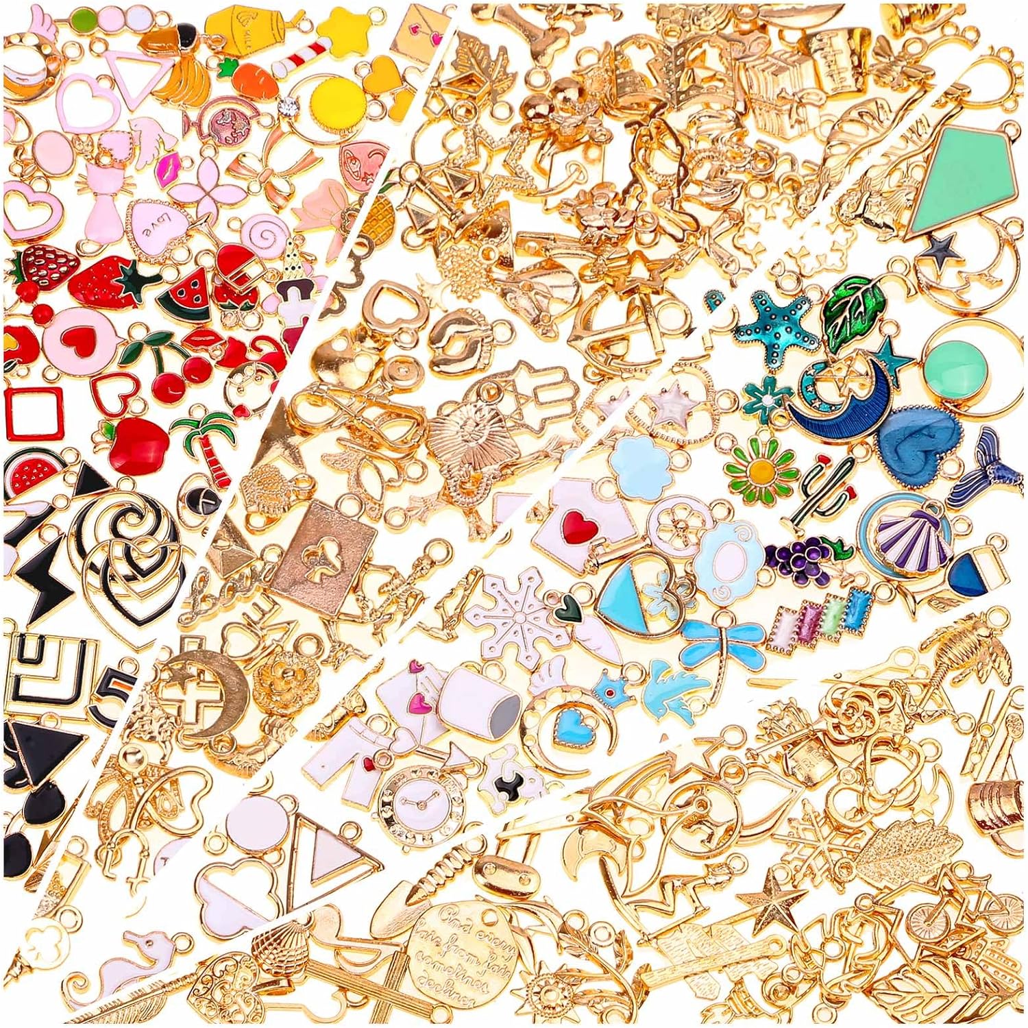 Buy now 200Pcs Charms for Jewelry Making, Assorted Wholesale Mixed Bulk Metal Earring Bangle Charms for DIY Necklace Bracelet Jewelry Making and Crafting (Assorted Color) at indiglob india