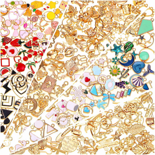 Buy now 200Pcs Charms for Jewelry Making, Assorted Wholesale Mixed Bulk Metal Earring Bangle Charms for DIY Necklace Bracelet Jewelry Making and Crafting (Assorted Color) at indiglob india