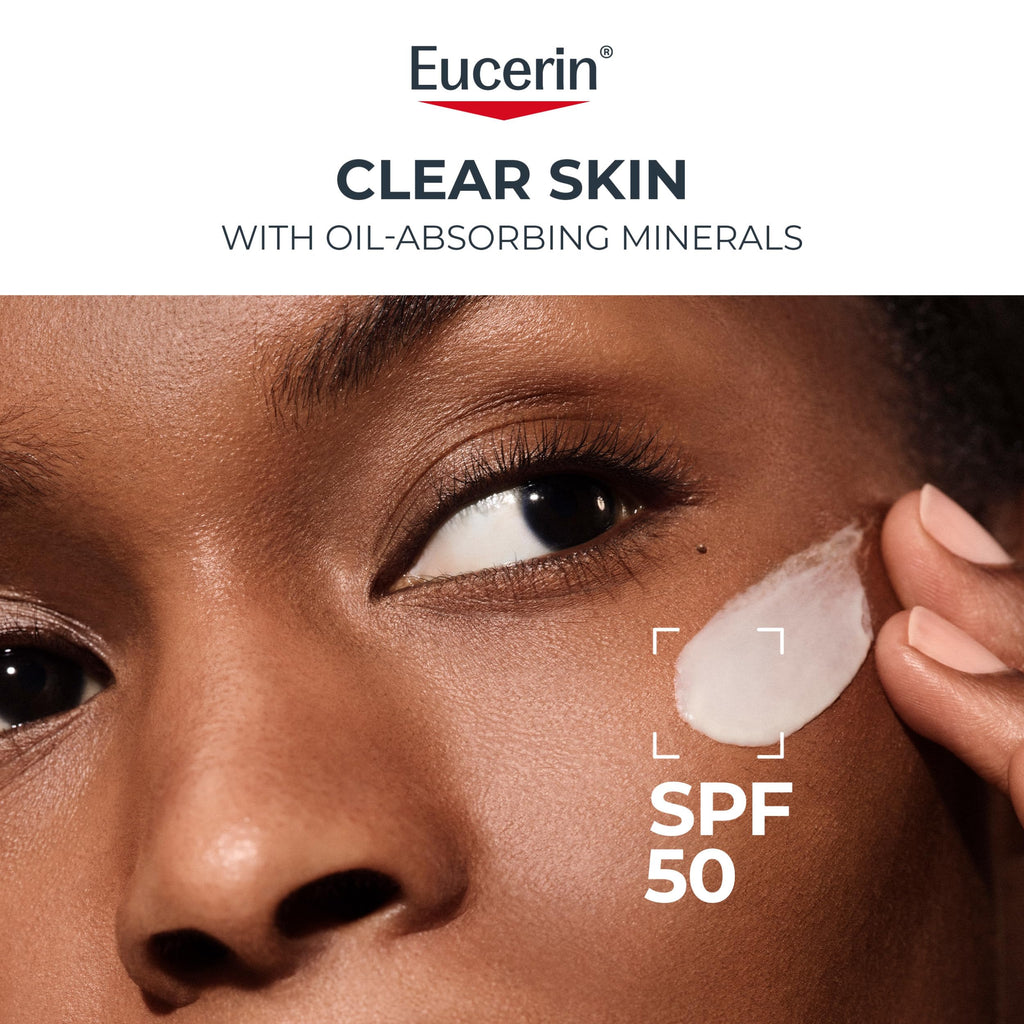 Eucerin Clear Skin Face Sunscreen Lotion, SPF 50, 2.5 FL OZ | Face Sunscreen for Acne Prone, Oily Skin with Oil-Absorbing Minerals, SPF 50 Broad Spectrum Sunscreen, Won't Cause Breakouts