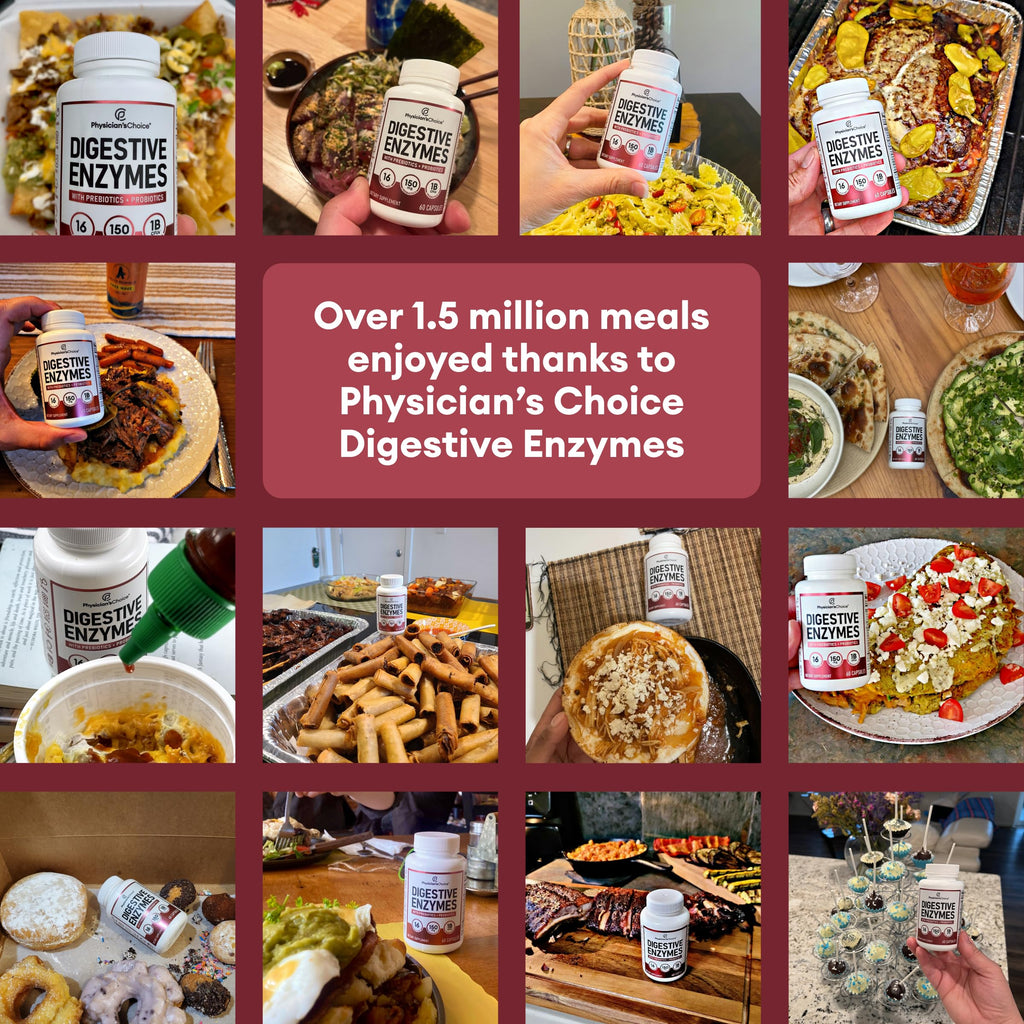 Physician's CHOICE Digestive Enzymes for Bloating & Digestion - Fast-Acting 16 Enzyme Formula with Organic Prebiotics & Probiotics for Gut & Digestive Health - Meal Time Discomfort Relief - 30 CT