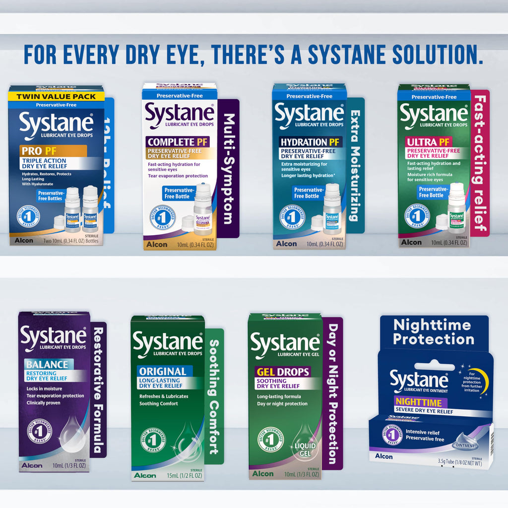 Systane PRO PF Lubricating Eye Drops for Dry Eyes, 0.34 Fl Oz, 2 Pack