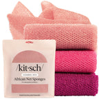 Kitsch African Net Sponge – Exfoliating Body Scrubber – Rosewood, 3 Pcs | for Cleansing & Gentle Daily Exfoliation – Stretchable Bath Sponge for Hard-to-Reach Areas – Long-Lasting Shower Essential