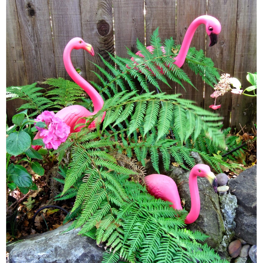GIFTEXPRESS Pink Flamingos Yard Decorations - 2 Pack Extra Large 24" Tall Plastic Flamingo Statue w/Metal Stakes - Lawn Ornaments & Garden Decor for Outdoor Parties