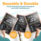 First Day Last Day of School Double Sided Sign with Frame (Reusable Dry Erase Board for Liquid Chalk Markers - 9.17" x 13.27")