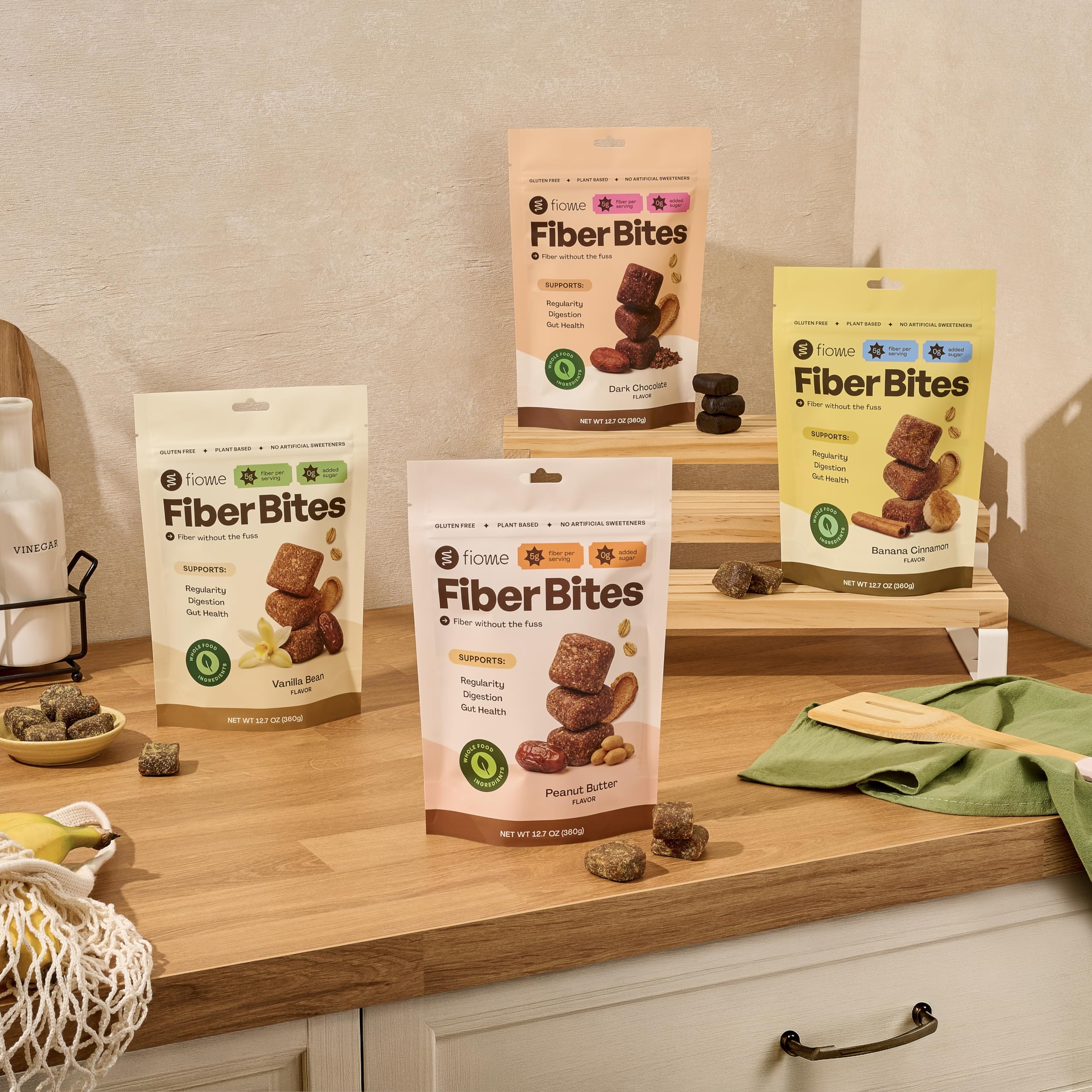 Fiome Fiber Bites, 5g Daily Fiber Supplement, Vanilla Bean, 30 Servings | Daily Fiber Bite, GLP-1 Support, All Natural Ingredients, No Added Sugar, Prebiotic Fiber, Supports Regularity and Digestion