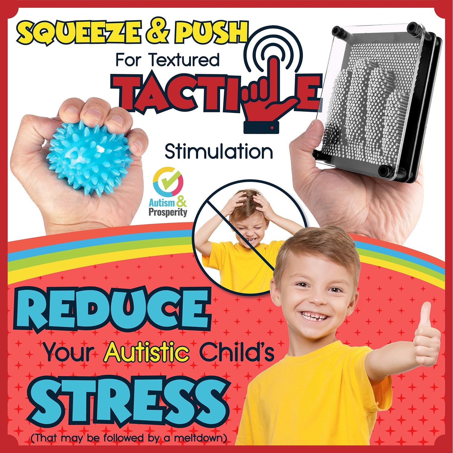 Buy now Autism & Prosperity Kids Highly-Tactile Stimming Alternative Bundle for Autistic Children â€“ ASD Child Boys Girls Teens - Calming Pin Art & Spiky Balls - Sensory Stimulation Toys Product Tool Item at indiglob india