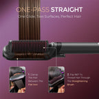 TYMO Flat Iron Hair Straightener Brush 2 in 1, 200M Ions Ceramic Hot Comb | Hair Straighteners for Women, Hair Iron for Anti-Frizz Straights, Waves, Curl, 3X Less Heat Damage, Dual Voltage, Black
