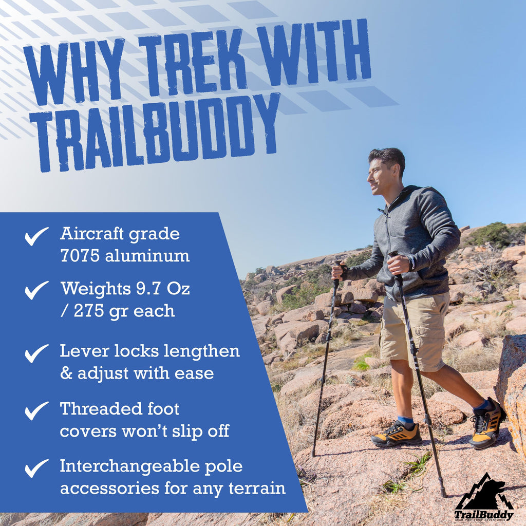 Buy now TrailBuddy Trekking Poles â€“ Lightweight 7075 Aluminum Hiking Poles for Women, Men & Seniors â€“ Collapsible or Foldable Walking Sticks for Travel, Trails & Balance at indiglob india