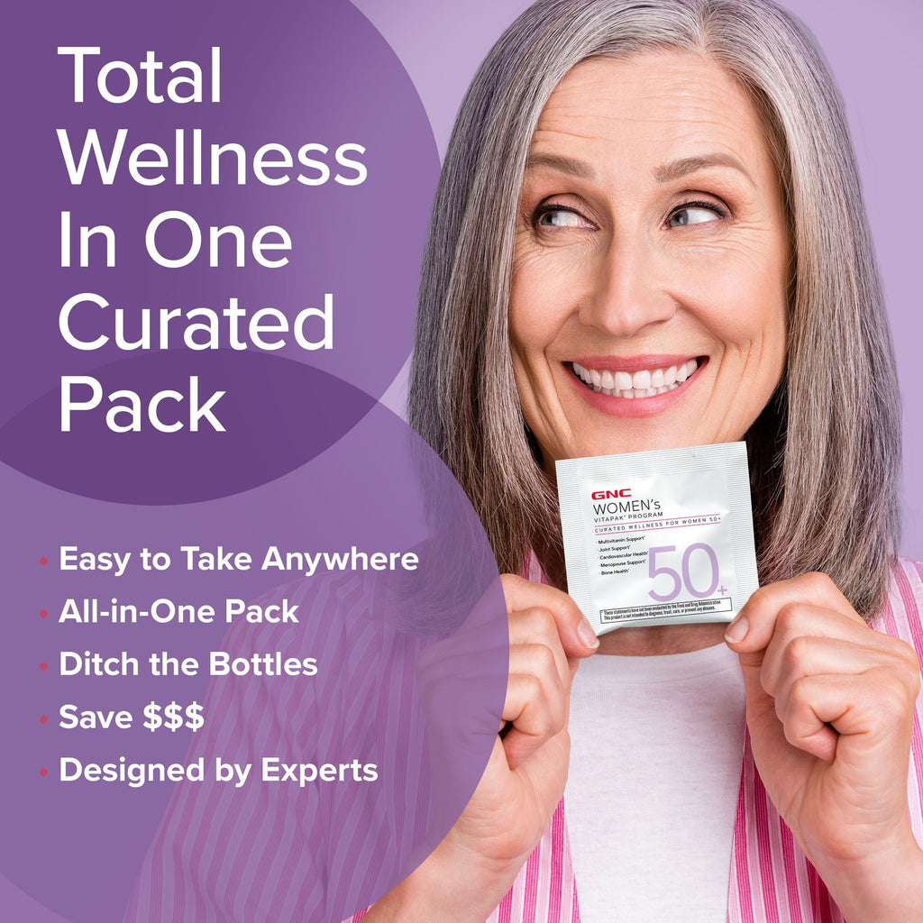 Buy now GNC Womenâ€™s 50+ Vitapak, 5-in-1 Multivitamin Pack, Healthy Hormones, Brain Health, Metabolism, Bone Strength, Edible Dietary Supplement, 30 Servings at indiglob india