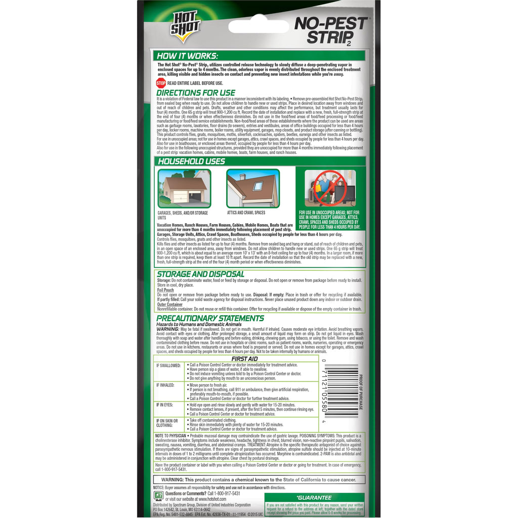 Hot Shot No-Pest Strip, Kills Flying and Crawling Insects, 12 Pack