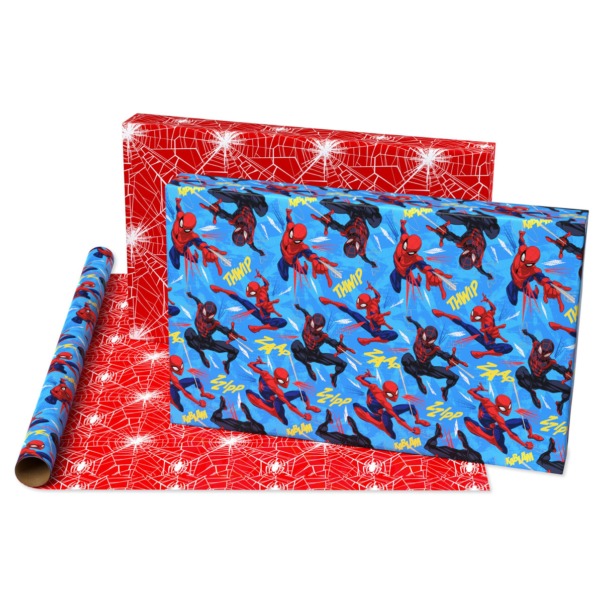 American Greetings 1-Count Reversible Marvel All-Occasion Wrapping Paper Roll, Spider-Man & Miles Morales Action Print (30 in., 40 sqft.)