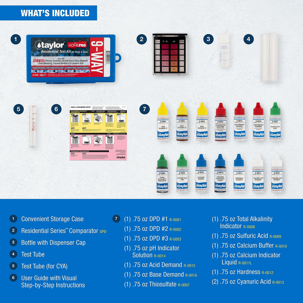 Taylor Technologies K-1005 DPD, 9-in-1 Pool Test Kit