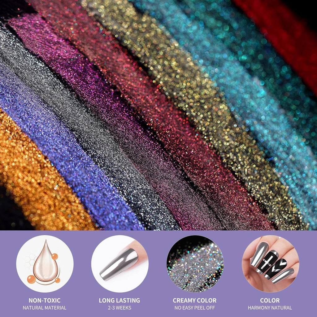 Buy now BORN PRETTY Chrome Powder Metallic Mirror Chameleon Nail Powder Auroras Mermaid Nail Powder Pigment for Nail Art Gel Polish Manicure Nail Art Decorations 9 Jars at indiglob india