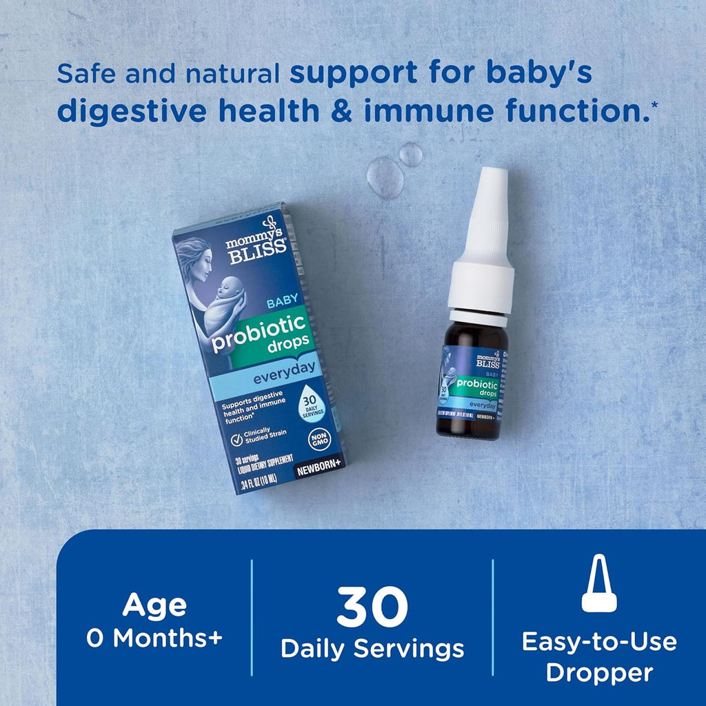 Buy now Mommy's Bliss Baby Probiotic Drops, Daily Gas, Constipation, and Colic Symptom Relief + Immune Support, Newborns & Up, 0.34 Fl Oz (30 Servings) at indiglob india