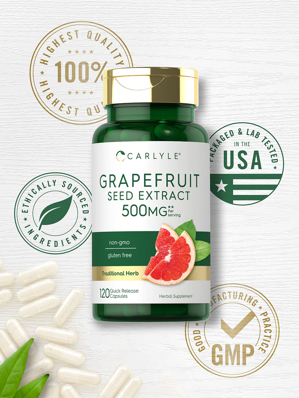 Carlyle Grapefruit Seed Extract | 120 Capsules | Maximum Strength