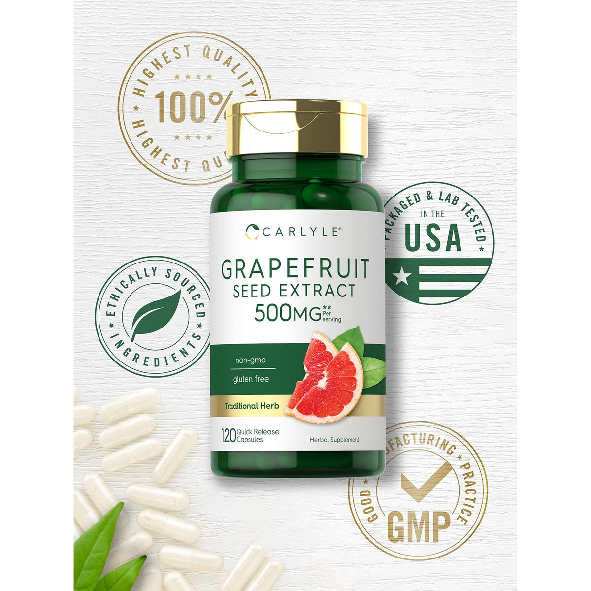 Carlyle Grapefruit Seed Extract | 120 Capsules | Maximum Strength