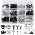 KOPOX 180PCS Hook and Eye Sewing Kit with Garment Buttons, Hook and Eye Closures, Fabric Snap Buttons, Garment Snap Buttons for Skirts Pants Dresses, Clothing and DIY Crafts