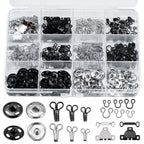 KOPOX 180PCS Hook and Eye Sewing Kit with Garment Buttons, Hook and Eye Closures, Fabric Snap Buttons, Garment Snap Buttons for Skirts Pants Dresses, Clothing and DIY Crafts