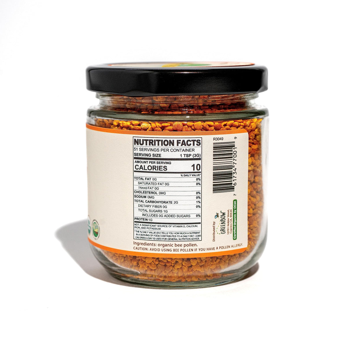 Greenbow Organic Bee Pollen - 100% USDA Certified Organic, Non-GMO, Halal, Kosher Certified, GMP, Pure & Natural Bee Pollen - Superfood Packed with Proteins, Vitamins & Minerals - Gluten Free - 155g