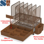 Buy now Simple Houseware Mesh Desk Organizer with Sliding Drawer, Double Tray and 5 Upright Sections, Copper at indiglob india