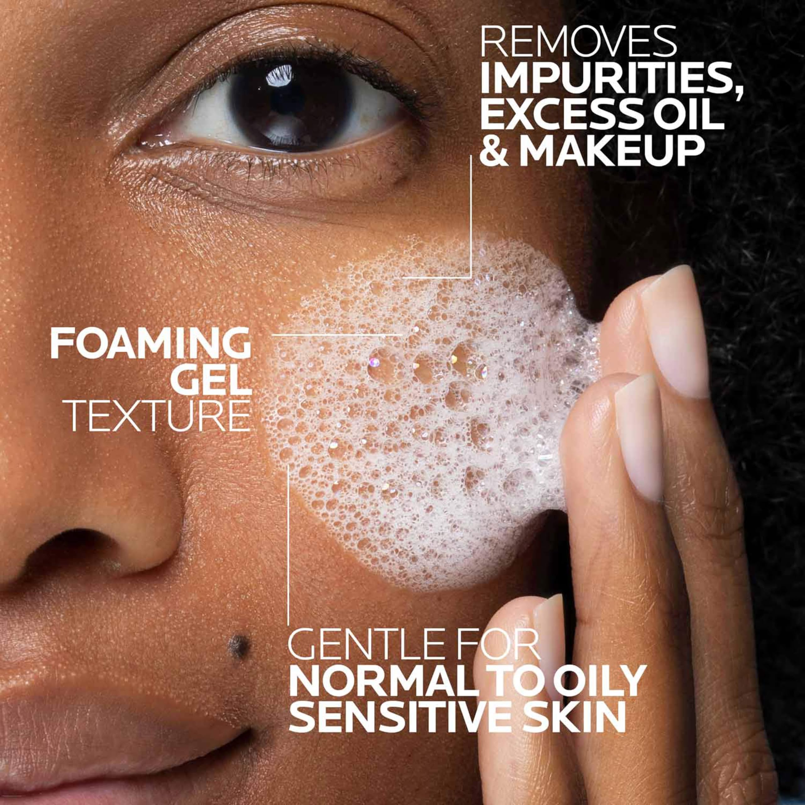 La Roche-Posay Toleriane Purifying Foaming Facial Cleanser, 13.52oz | Oil free face wash for sensitive skin with niacinamide and ceramides. Pore cleanser that won’t dry out skin and is soap free.