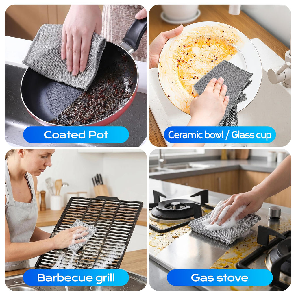 Solara Lux Scrub Cloths,Dual Action Scrubber Pads with Soft Cotton Cloth Backing, Multi-Purpose Kitchen Cleaning Rags for Stove, Bathroom, Stainless Steel, Non-Scratch & Absorbent (6+6 Combo)