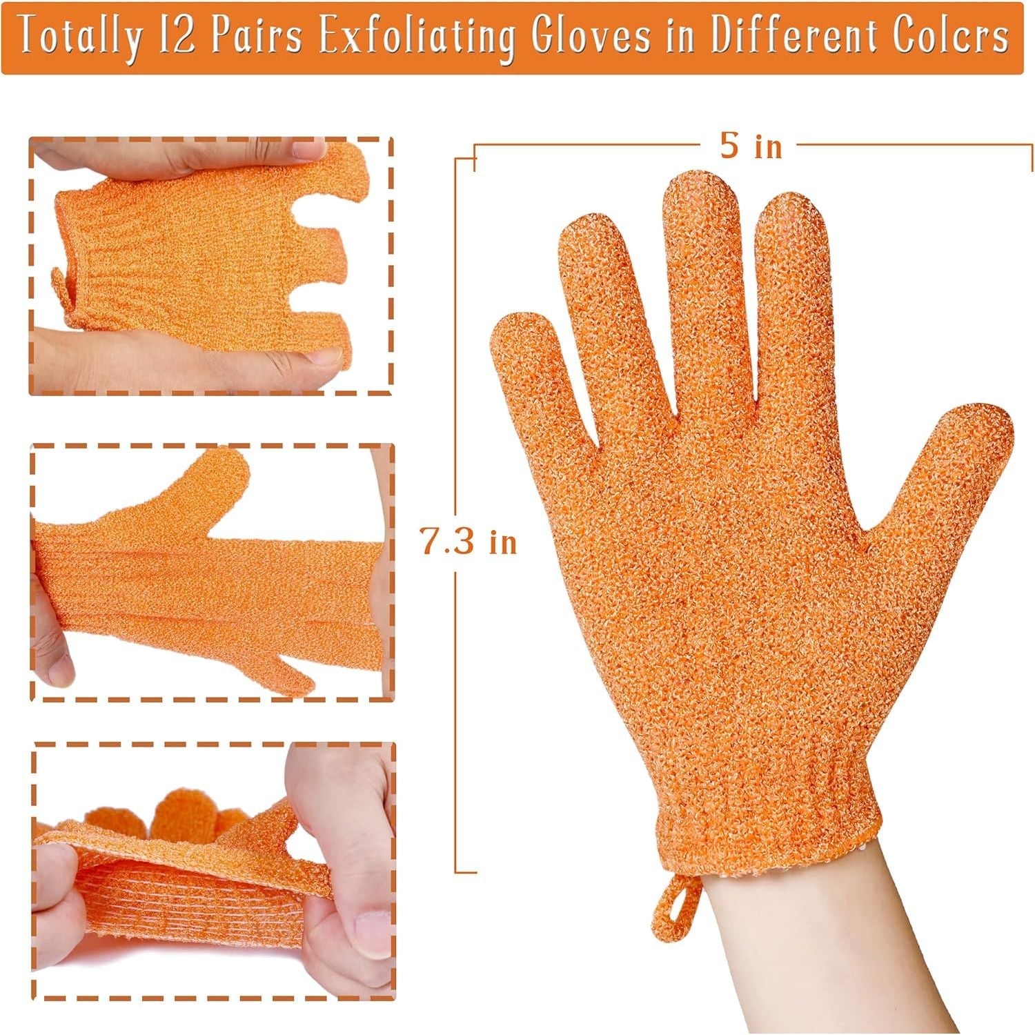 Buy now Shower Gloves,24 Pcs Exfoliating Bath Gloves,Body Scrub Gloves with Hanging Loop for Beauty Spa Massage Skin Shower Body Scrubber-12 Colors at indiglob india