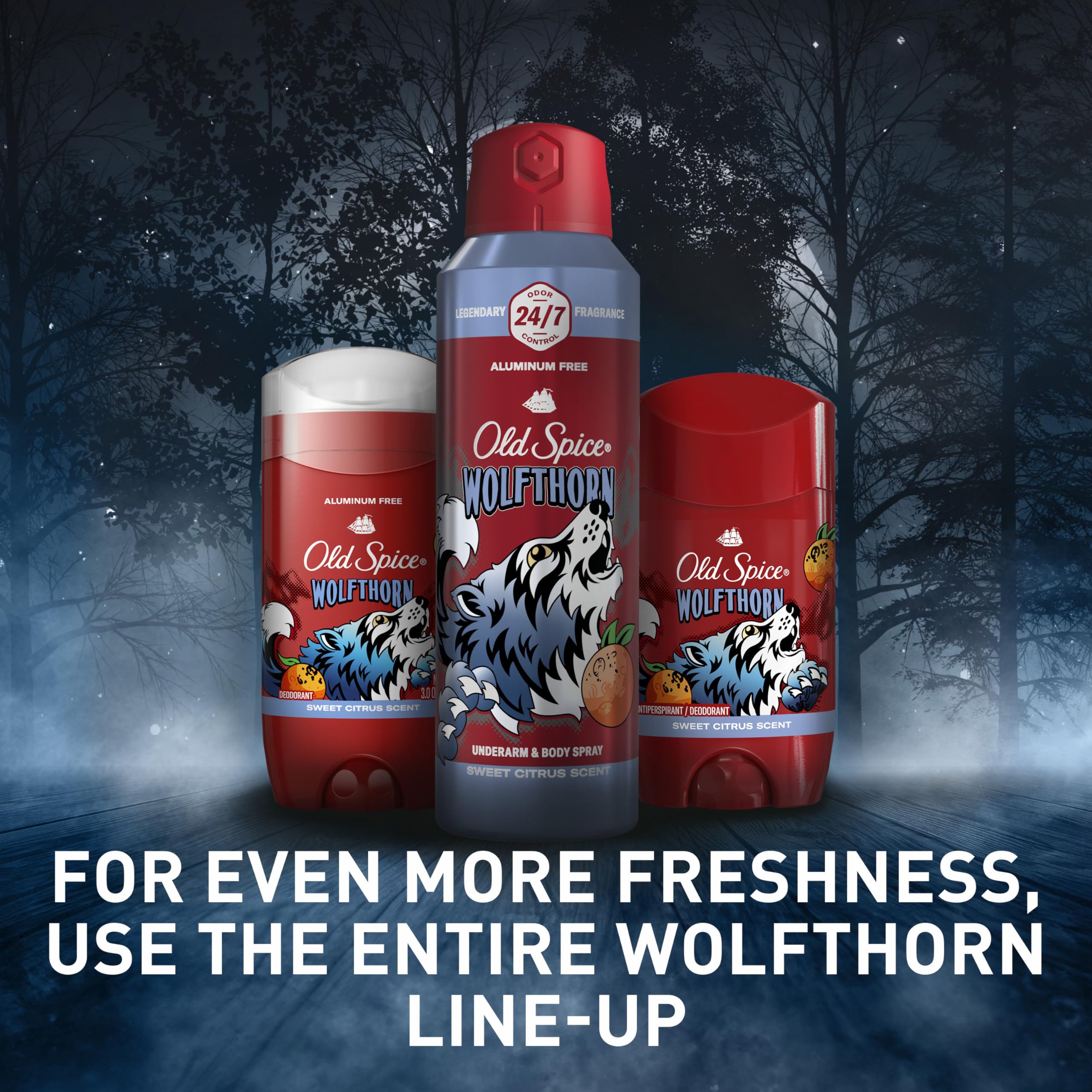 Old Spice Aluminum Free Deodorant for Men, 24/7 Long-Lasting Freshness & Scent, Long Lasting Protection to Help Fight Odors, Legendary Fragrance, Wolfthorn Sweet Citrus Scent, 3 oz (Pack of 2)