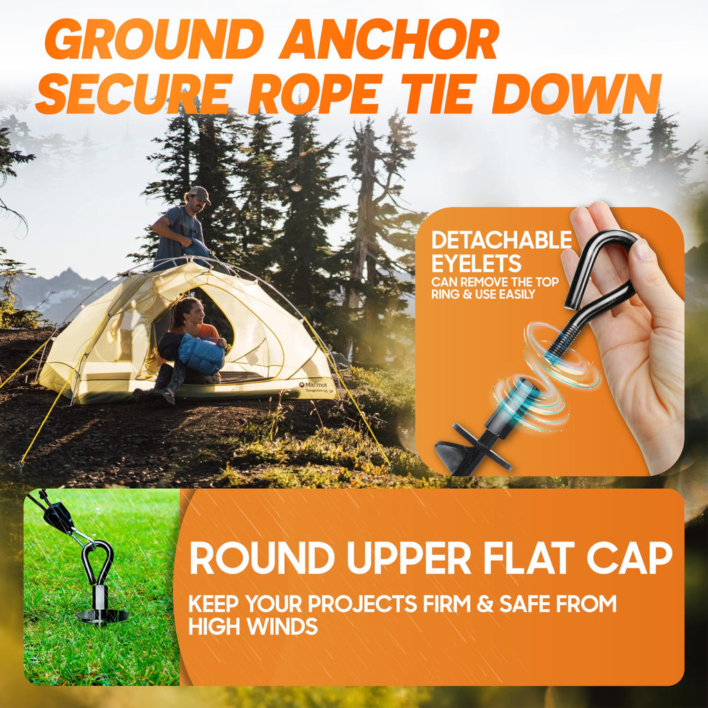 [Premium] 4PCS Ground Anchors Screw in & Power Nut Driver, Swing Set Anchor