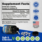 Magnesium Complex - Glycinate, Citrate, Malate, Taurate, Oxide - 180 Caps | 5-in-1 Magnesium Supplement 500 mg - for Women & Men - Stress, Muscle & Heart Support - Laboratory Tested - Vegan, Non-GMO
