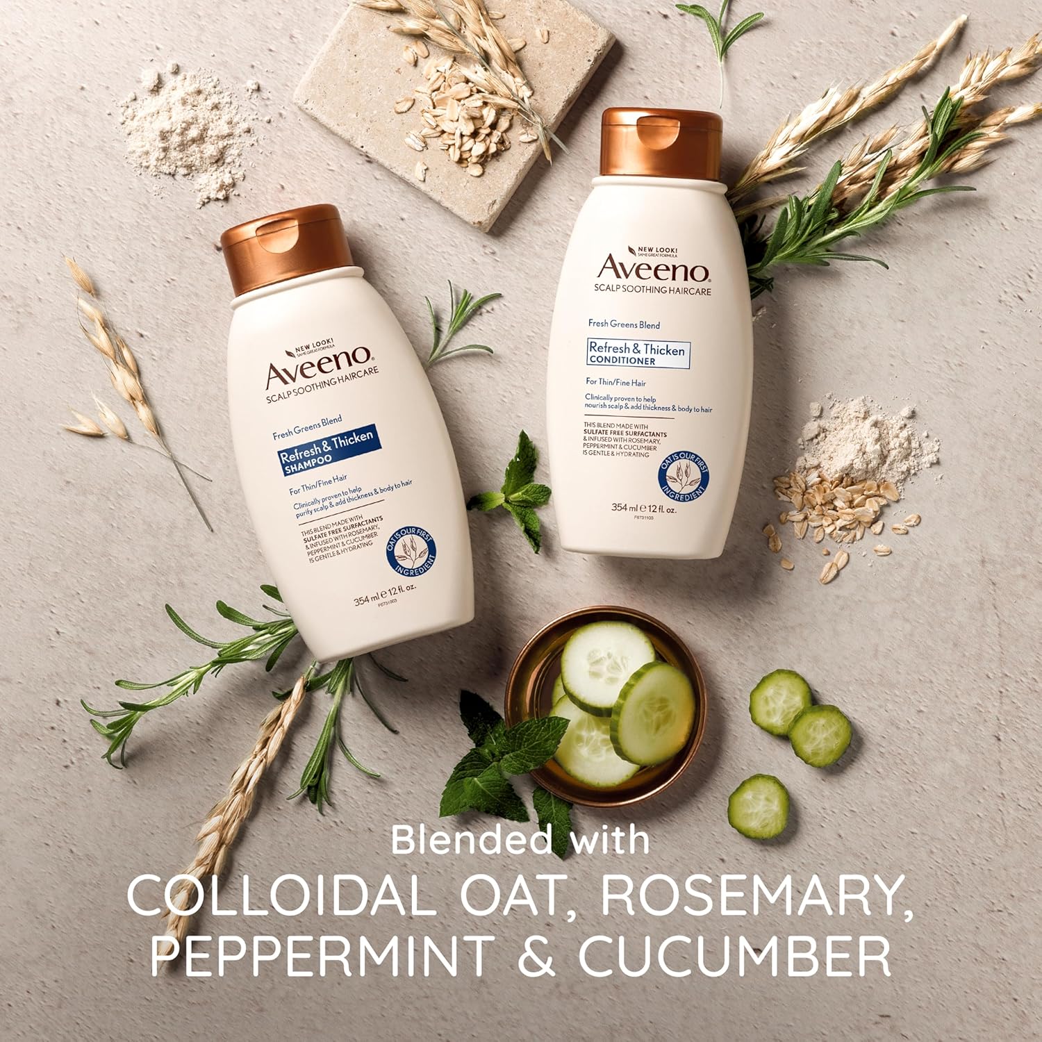 Buy now Aveeno Fresh Greens Blend Natural Volumizing Conditioner, Cucumber, Rosemary, for Fine Hair, 12 fl oz at indiglob india