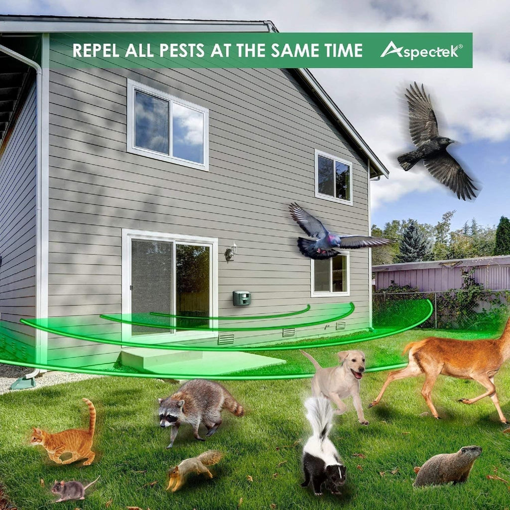 Buy now ASPECTEK Yard Sentinel Outdoor Ultrasonic Animal Repeller with Motion Sensor, Adjustable Volume, Waterproof, Extension Cord, Powerful Repel for Squirrel, Raccoon, Skunk, Rabbit, Fox, Deer, Etc at indiglob india
