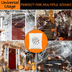 Famoby 1200 sqft Halloween Spider Webs and 50pcs Fake Spiders Super Stretch Cobwebs Party Decorate for Halloween Theme Indoor and Outdoor Decoration