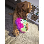 goDog Furballz Squeaky Plush Ball Dog Toy, Chew Guard Technology - Rainbow, Large