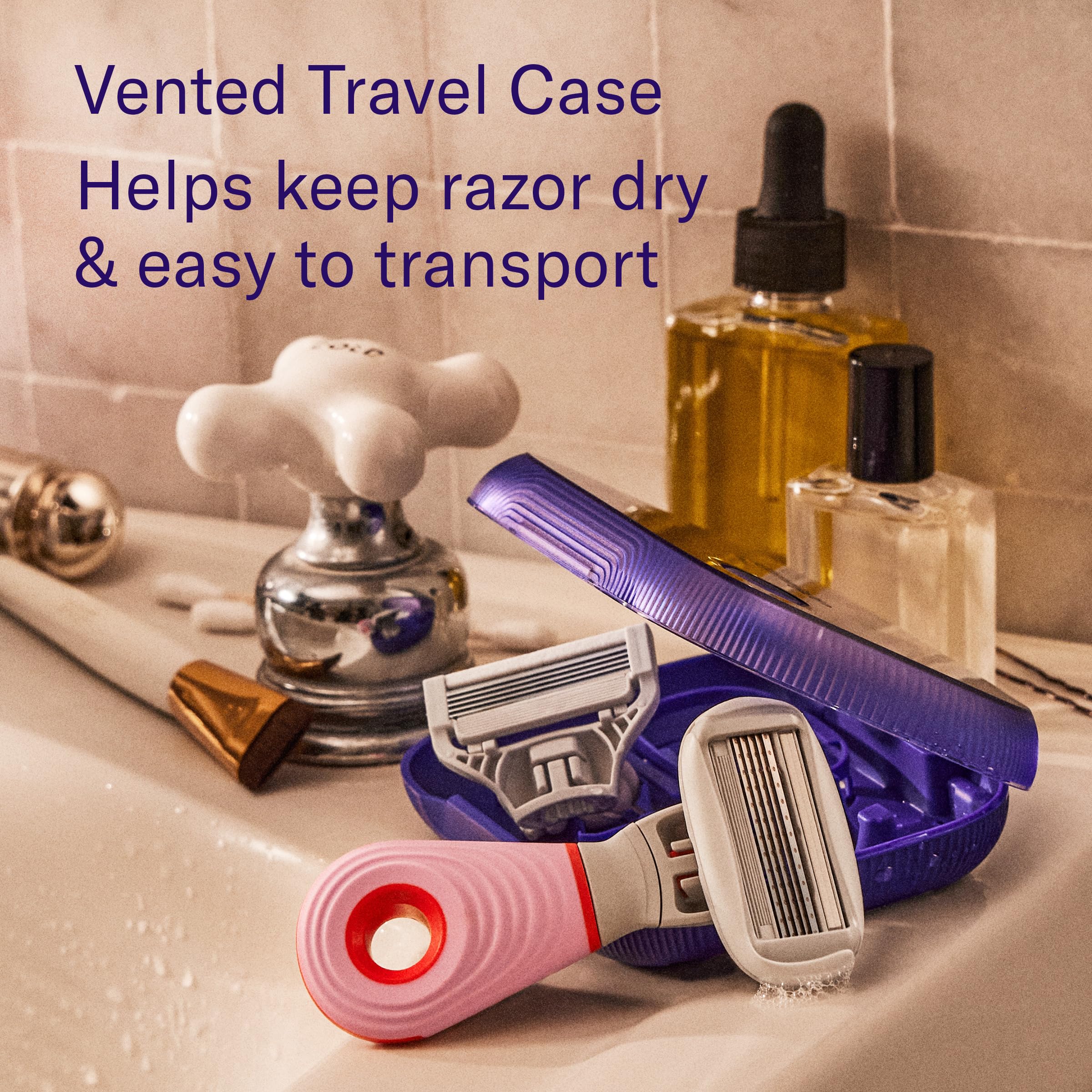 Flamingo Travel Razor Kit for Women - Body & Pubic Razor - Mini Handle, 2 Blade Refills, 1 Travel Size Foaming Shave Gel & Vented Case - TSA Approved Essentials